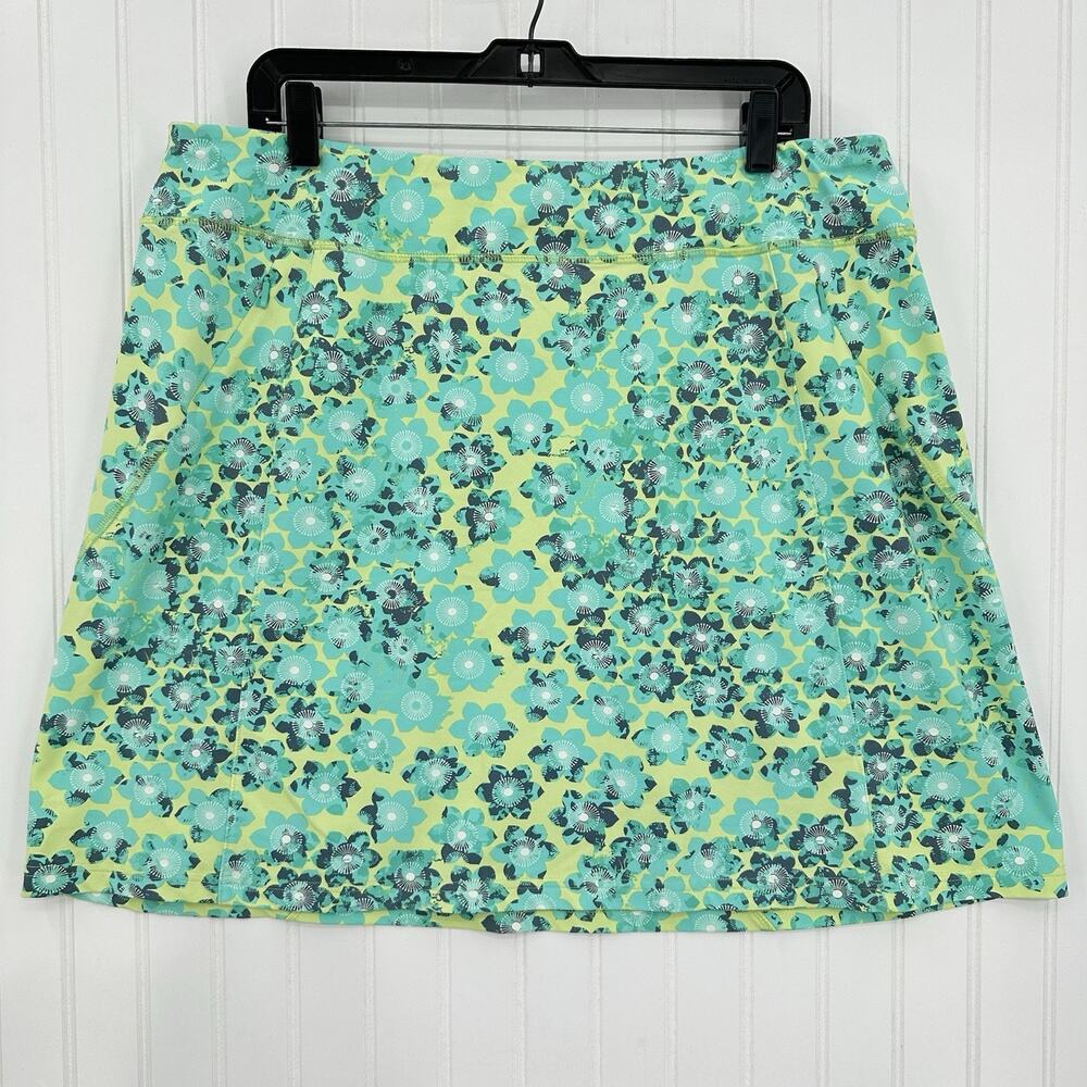 Title Nine Skirt Womens XL Diamalete Green Mint Floral Zip Pockets Golf EUC